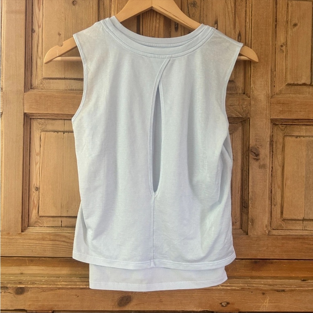 Athleta Girl Doubles Tank Layered Active Sleeveless Carolina Blue Top- M 8-10 - Picture 3 of 8